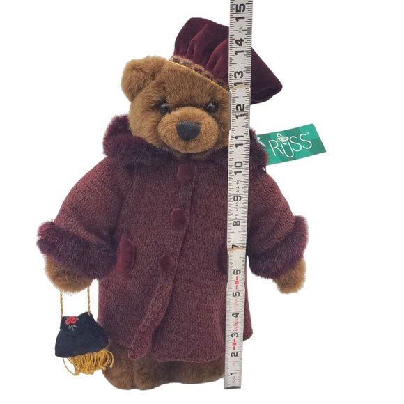 Vintage Russ Bears From The Past Handmade 12 Inch w/Tags Purse Purple Coat Hat - Picture 9 of 9